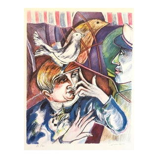 Shaoul Smira, 1980's Large Modernist Israeli Film Noir Figures Lithograph Neo-Expressionism For Sale