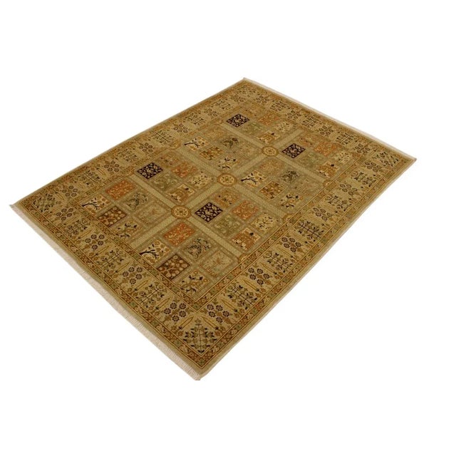 Shabby Chic 1980s Semi Vintage Lt. Tan/Lt. Gray Turkish Hand-Knotted Rug -4'2 X 5'7 For Sale - Image 3 of 8
