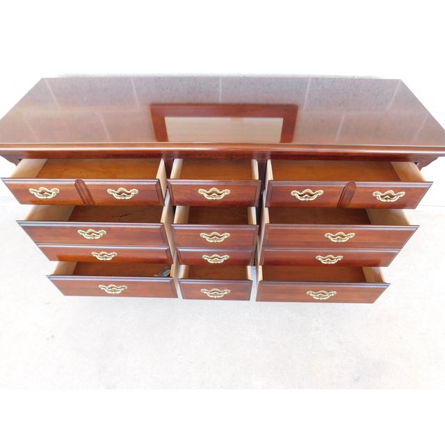Brown Thomasville Cherry Collection Georgian Style Dresser and Mirror For Sale - Image 8 of 17