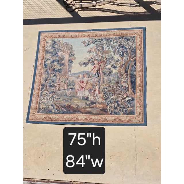 Aubusson Style French Tapestry "The Cherry Pickers" For Sale - Image 12 of 14