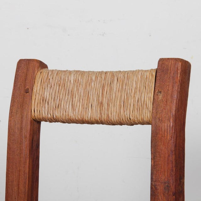 Vintage French Wood Straw-Seated Chair, 1950 For Sale - Image 6 of 8