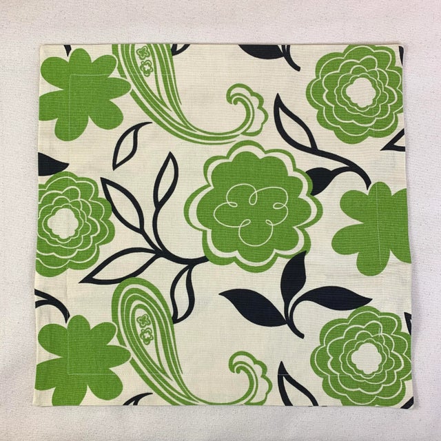 Premier Prints MM Designs Cream Black & Green Botanical Floral Leaf Leaves Paisley Pillow Covers- a Pair For Sale - Image 4 of 6