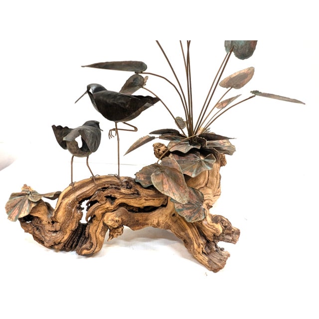 Brutalist Metal Floral & Driftwood Sculpture For Sale - Image 10 of 11