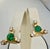 2.0 Carat Round Natural Emerald & Diamond Stud Post Earrings 14 Kt Yellow Gold For Sale - Image 4 of 8