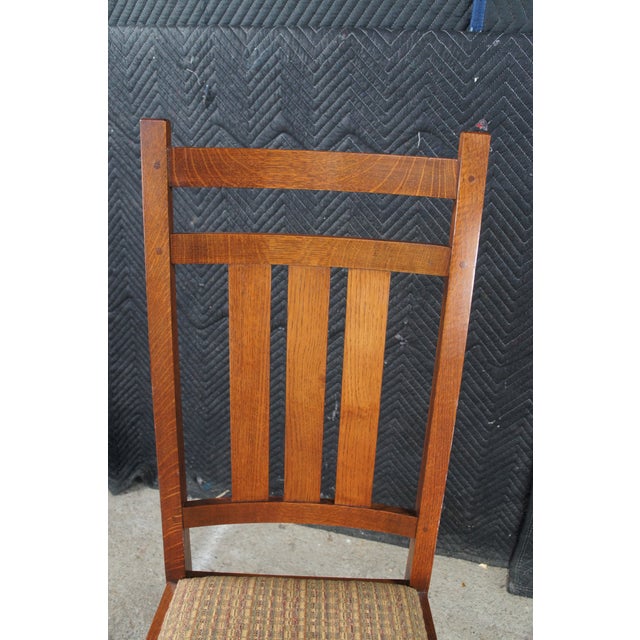 6 Stickley Mission Arts & Crafts Quartersawn Oak Harvey Ellis Dining Chairs For Sale - Image 15 of 15