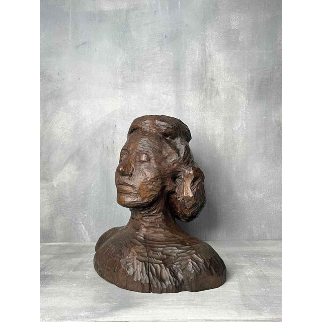 Wood Antique Carved Wooden Female Bust For Sale - Image 7 of 10