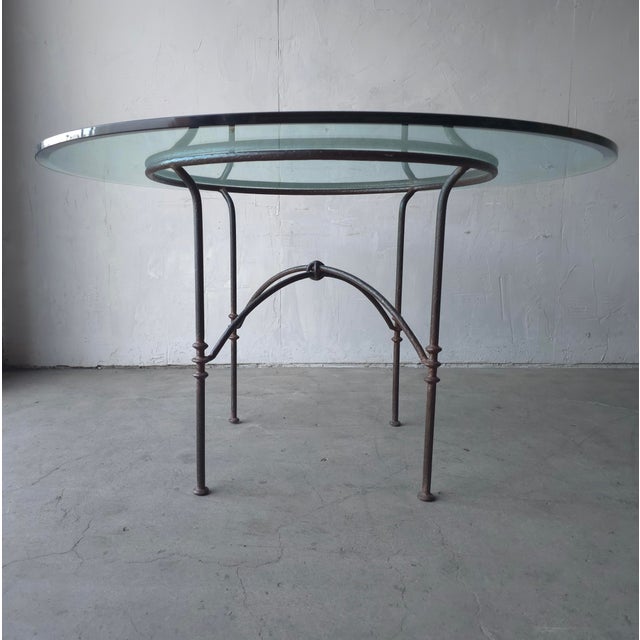 Alberto & Diego Giacometti 1970s Forged Iron and Glass Dining or Patio Table After Giacometti For Sale - Image 4 of 10