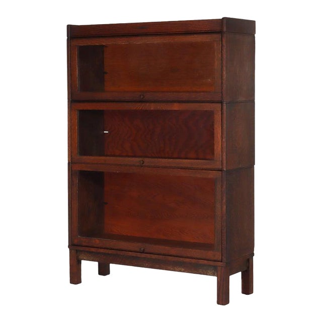 Arts & Crafts Lundstrom Quarter Sawn Oak Stack Barrister Bookcase C1910 For Sale