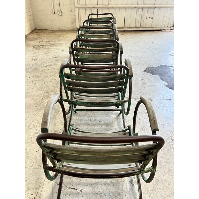 Antique French Wood and Metal Bouncer Garden Chairs - Set of 6 For Sale In Phoenix - Image 6 of 10