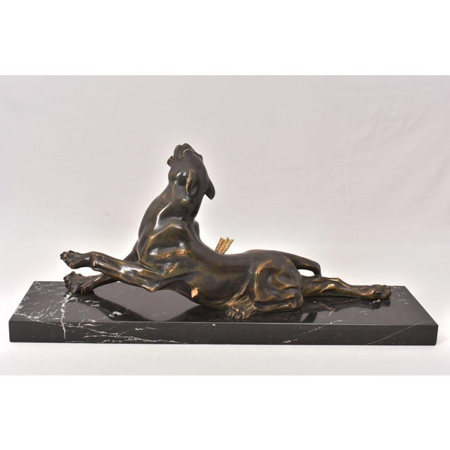 Charles Valton, Wounded Lioness, 1800s, Bronze on Marble Base For Sale - Image 9 of 12