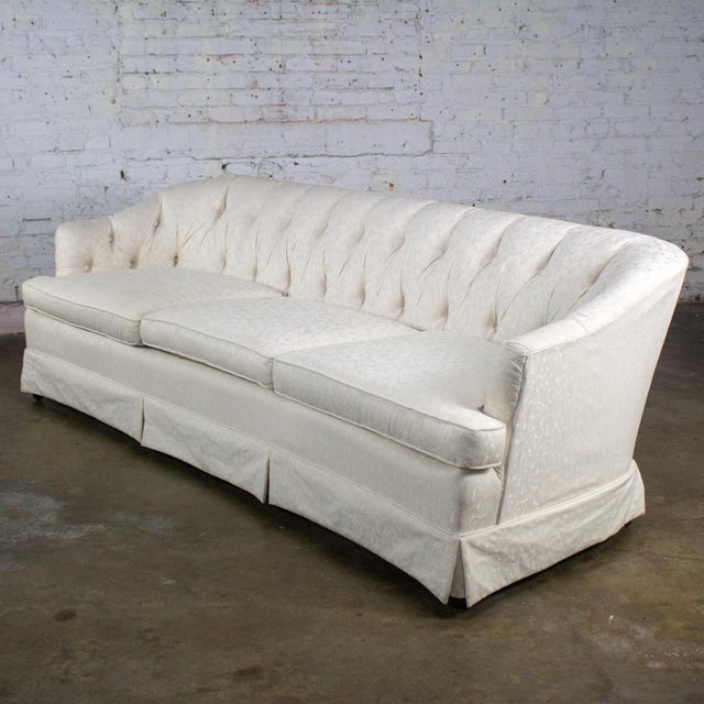Late 20th Century Hollywood Regency Sofa W/Off White Brocade Fabric by Waters For Sale - Image 6 of 18
