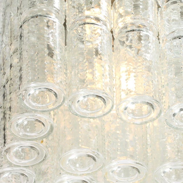 Metal Mid-Century Modern Molded Glass Cylinder Flush Mount in Chrome by Doria Leuchten For Sale - Image 7 of 18