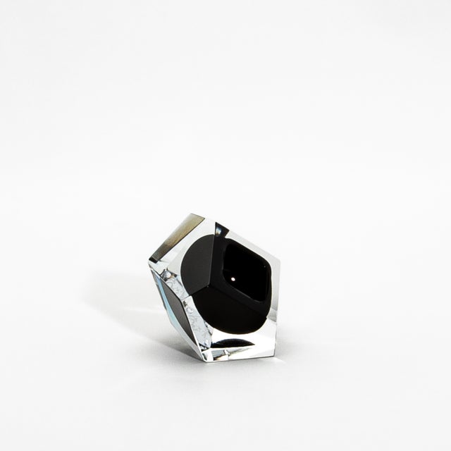 2020s Hand-Blown Murano Ashtray in Clear and Onyx Black For Sale - Image 5 of 7