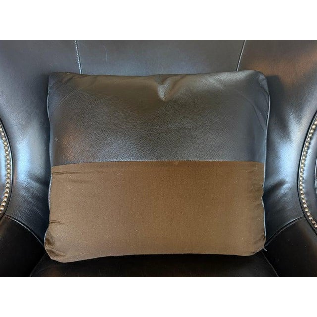 Pair of Thomasville Black Leather Wingback Lounge Chairs For Sale - Image 17 of 17