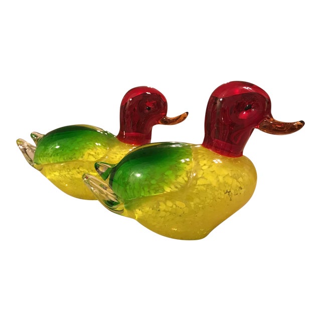 Vintage Art Glass Duck Figurines a Pair Chairish