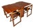 Restored Mid-Century Modern Space Saver Minimalist Hide Away Dropleaf Table W/ 4 Hidden Folding Chairs, Romania, C. 1960's For Sale