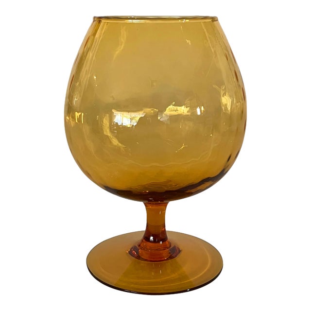 Empoli Italian Amber Optic Glass Snifter Vase Chairish