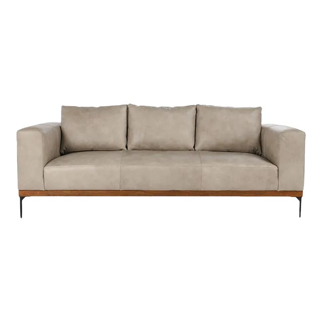 Chrissy Taupe Leather Sofa For Sale