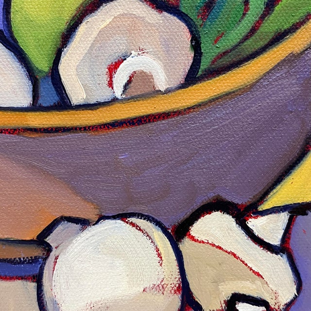 2020s The Humble Mushroom and Quiet Pear – Oil on Canvas, 10 X 8 In, Warm Organic Still Life For Sale - Image 5 of 8