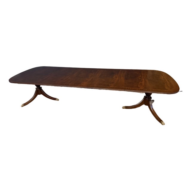 Georgian Style Multi-Banded Mahogany Dining Table by Leighton Hall - Showroom Sample For Sale