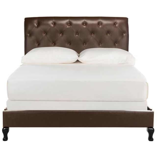 Faux Leather Tufted Bed in Brown Queen Chairish