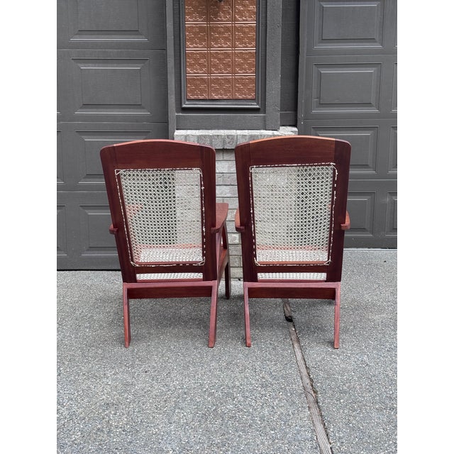 Late 20th Century Yngve Ekstrom Style Swedish Modern Teak Adirondack Chairs - A Pair For Sale - Image 5 of 13