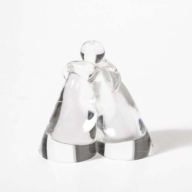 This delightfully formed Mid-Century Modernist Minimal Abstract Figurative Crystal Sculpture signed Steuben originates...