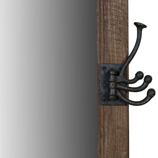 Farmhouse Vintage Window Repuposed Mudroom Mirror With Hooks For Sale - Image 3 of 4