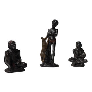 Aboriginal Indigenous Figurines from Darbyshire Pottery, 1950s, Set of 3 For Sale