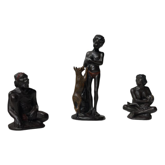 Aboriginal Indigenous Figurines from Darbyshire Pottery, 1950s, Set of 3 For Sale
