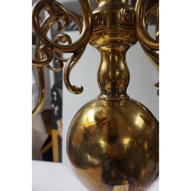 Dutch Colonial Rembrandt 5 Light Bronze Chandelier, 1870s For Sale - Image 10 of 18
