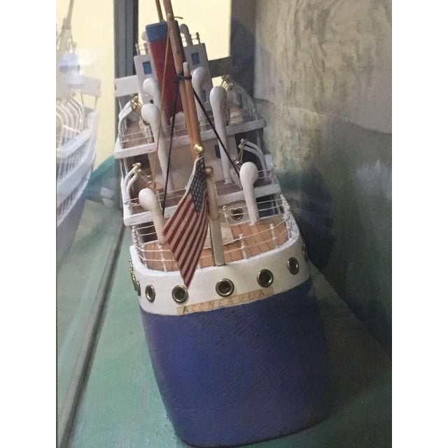 Ink Blue Vintage Named Ship Model in Case Aconcagua Later Khedive Ismail Sunk Wwii For Sale - Image 8 of 12