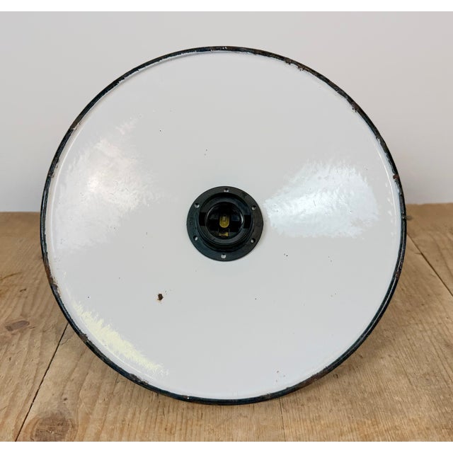 Industrial Blue Enamel Military Pendant Lamp with Cast Aluminium Top, 1960s For Sale - Image 16 of 17