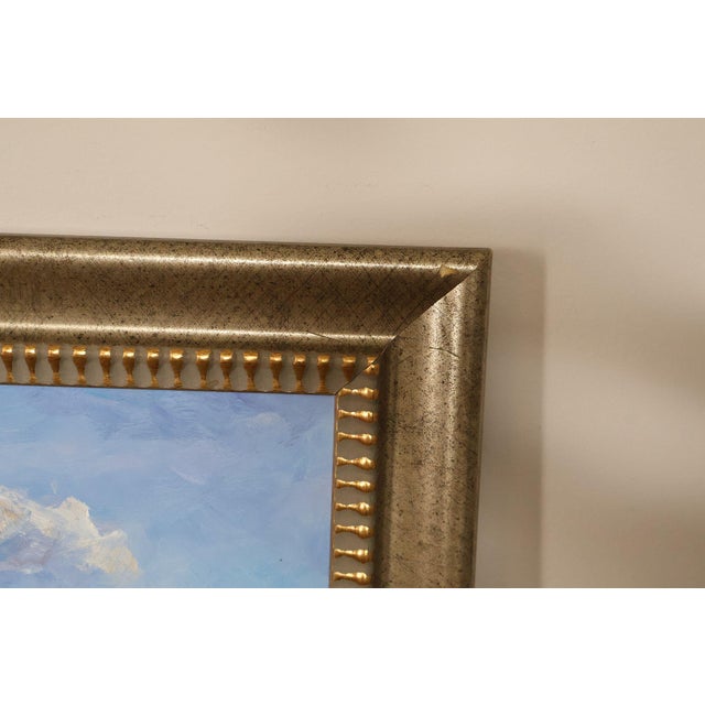 Late 20th Century Western Cowboy on Horse Oil Painting on Canvas 55" x 43" Signed 'S. T. Cesent' in Gold Gilt Frame For Sale - Image 12 of 18