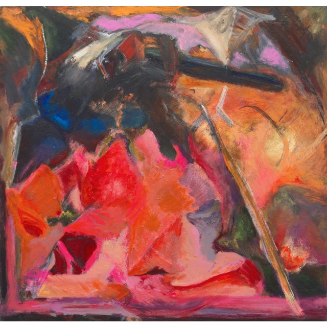 'Abstract, Coral and Saffron' by Marsha Rogow Straus, Bay Area Oil Abstraction, Triton Museum, Brooklyn For Sale - Image 11 of 11