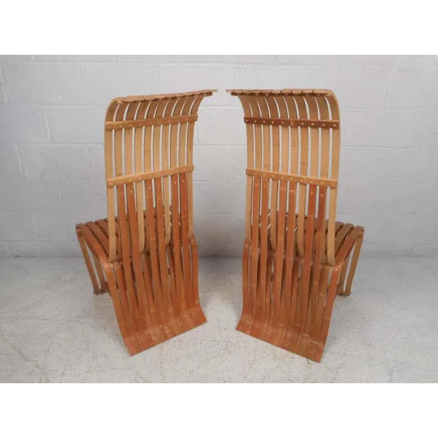 Vintage Wood-Slat Chairs - a Pair For Sale - Image 4 of 11