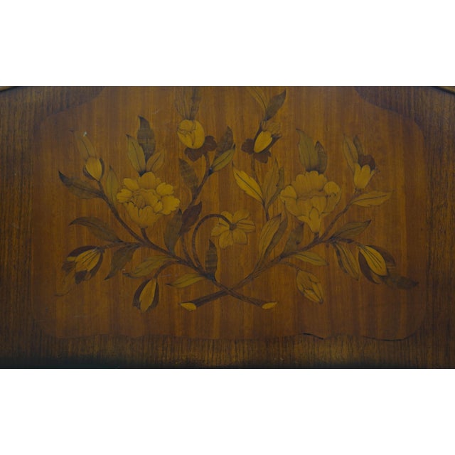 Pair of French Style Marquetry Inlaid Satinwood Twin Beds For Sale - Image 11 of 16