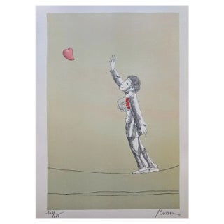 Jacques Bosser, The Heart Dancer 10 (Funambule), Original Lithograph, 1970s For Sale