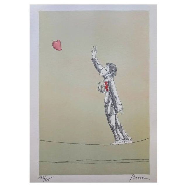 Jacques Bosser, The Heart Dancer 10 (Funambule), Original Lithograph, 1970s For Sale