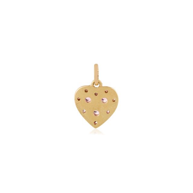 Metal 14k Solid Gold Pink Sapphire Heart Pendant for Her For Sale - Image 7 of 12