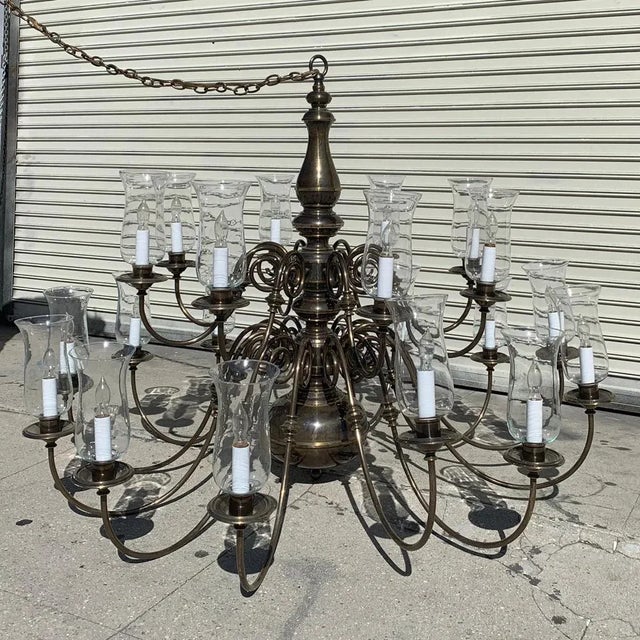 Mid-Century Modern 21-Arm Solid Brass Chandelier by Feldman, CA, 1980s For Sale - Image 3 of 13