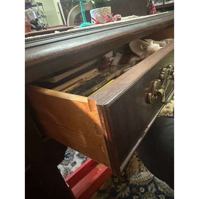 Wood Hekman Grand Rapids Georgian Mahogany Executive Desk - Vintage Late 20th Century For Sale - Image 7 of 10