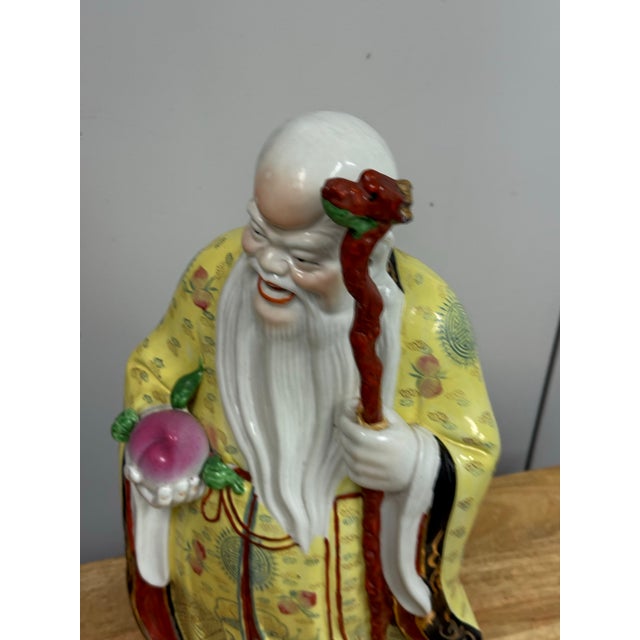 Chinese Chinese Ceramic Figure of Shou Xing For Sale - Image 3 of 12
