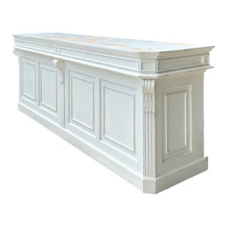 Vintage Architectural Distressed Wood Display Counter For Sale