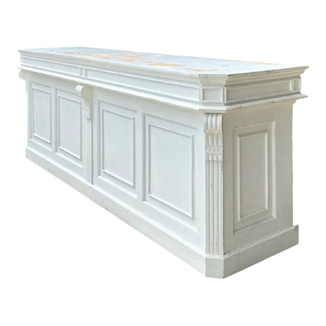Vintage Architectural Distressed Wood Display Counter For Sale