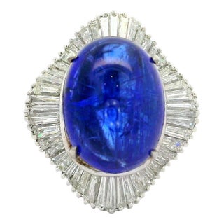 9.16 Carat Tanzanite Diamond Platinum Ballerina Ring, Size 6.25 For Sale