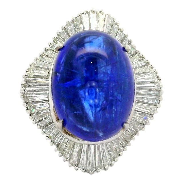9.16 Carat Tanzanite Diamond Platinum Ballerina Ring, Size 6.25 For Sale