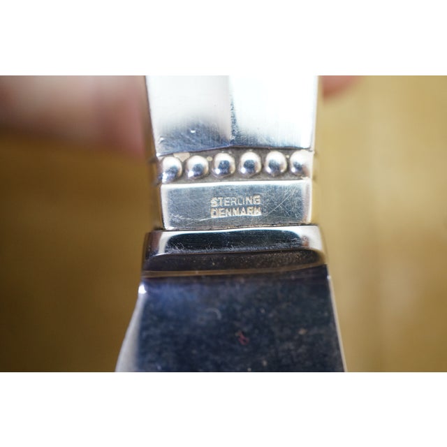 Silver Early 20th Century Danish Georg Jensen Acanthus Dronning Sterling Silver Cake & Cheese Knives For Sale - Image 8 of 12