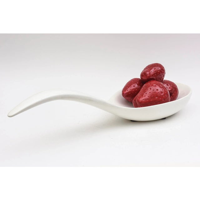 Contemporary Pop Art Ceramic Long Spoon Sculpture With Strawberry Motif For Sale - Image 3 of 11