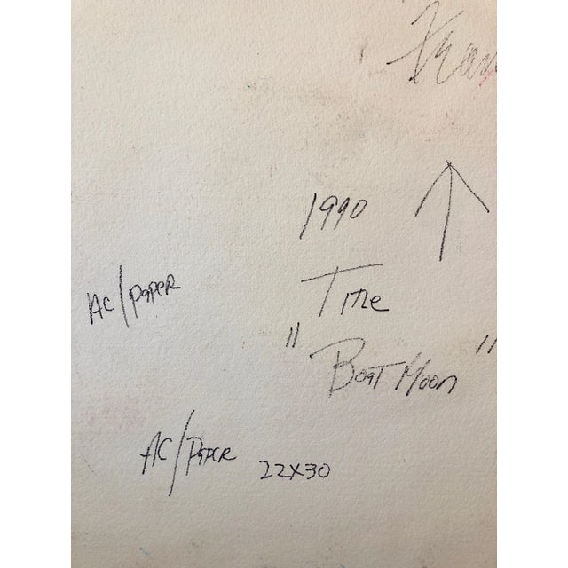 Blue Francine Tint, Contemporary Gestural Abstraction "Boat Moon" Color Field Painting Woman Artist, 1990 For Sale - Image 8 of 9